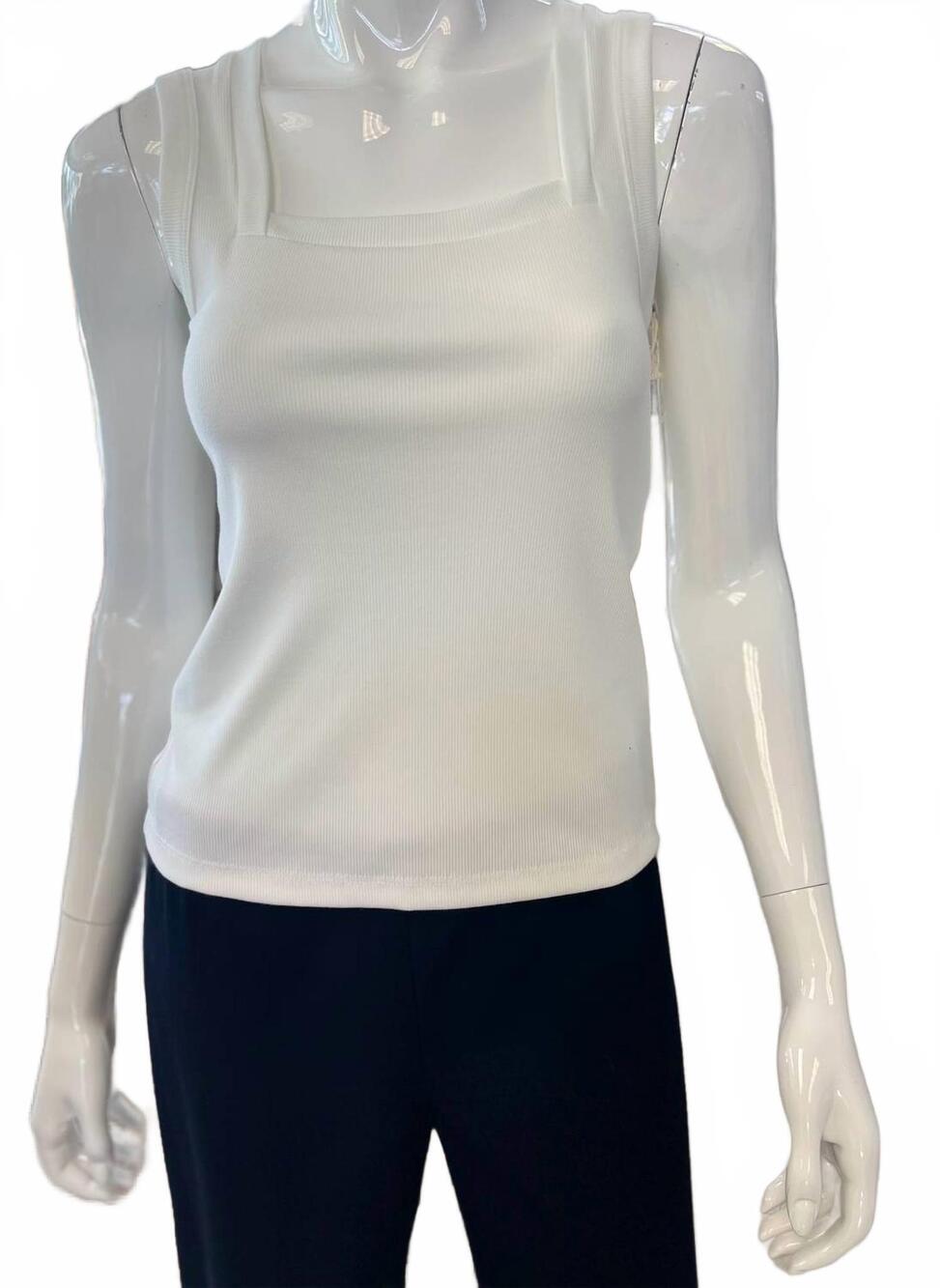 NEW FIFTEEN TWENTY women's mindy square neck tank top in white